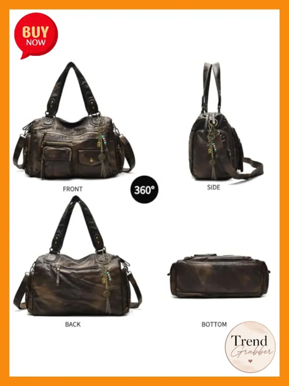 Large Tote Hobo Crossbody Bag Soft Vegan Leather Shoulder City Bag